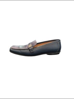 Coach Leather Loafers Blue Size 7B Made in Italy Classic Slip On Flats